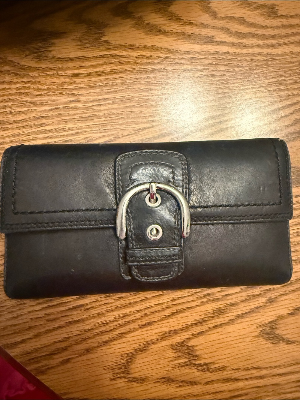 Coach Black Leather Wallet with Silver Buckle